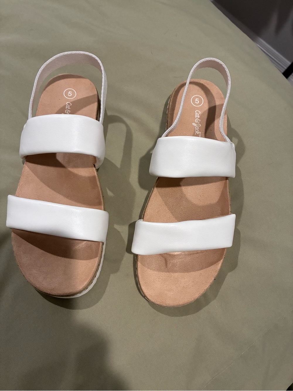 Cat & Jack White Padded Double-Strap Kids Sandals